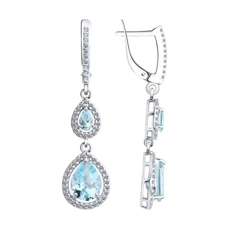 Серьги подвесные из серебра