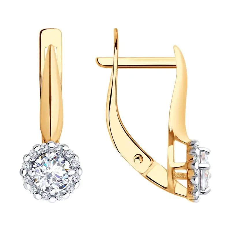 Серьги с английским замком из красного золота