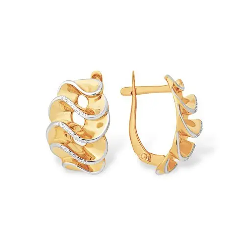 Серьги с английским замком из красного золота