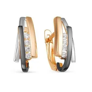 Серьги с английским замком из комбинированного золота