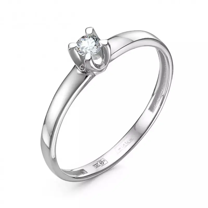 Кольцо помолвочное из белого золота