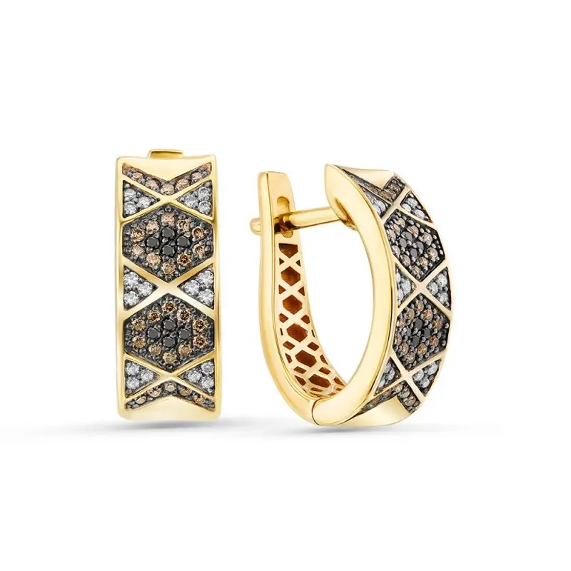 Серьги с английским замком из желтого золота