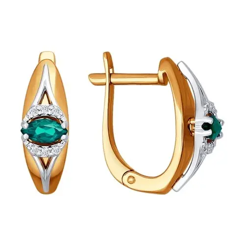 Серьги с английским замком из комбинированного золота вид 1