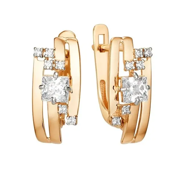 Серьги с английским замком из красного золота