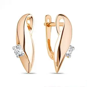 Серьги с английским замком из красного золота