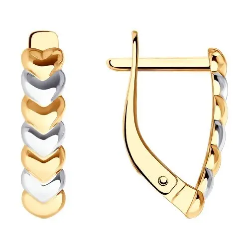 Серьги с английским замком из комбинированного золота