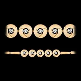 Браслет декоративный из красного золота с фианитами