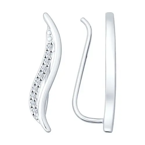 Серьги зажимы из серебра вид 1