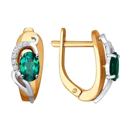 Серьги с английским замком из комбинированного золота