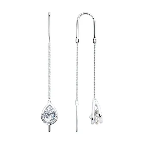 Серьги цепочки из серебра