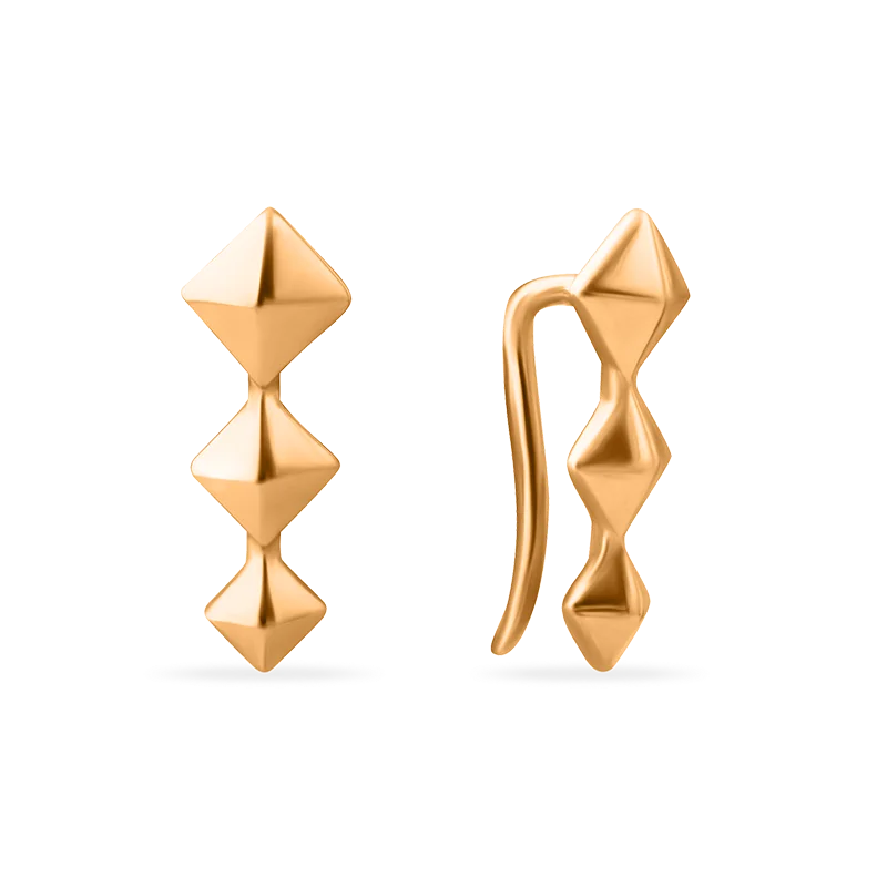 Серьги зажимы из красного золота