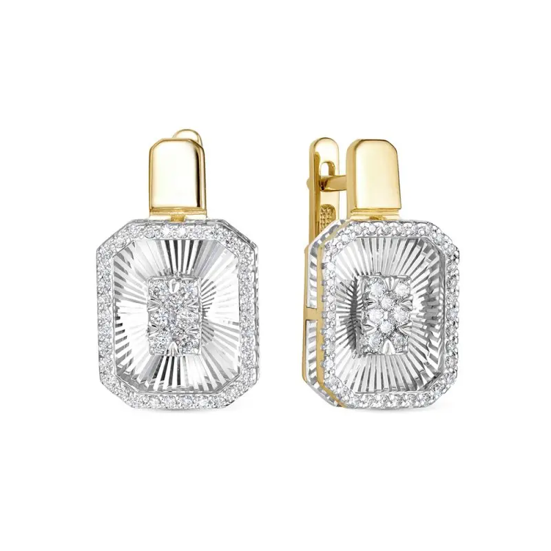 Серьги с английским замком из желтого золота