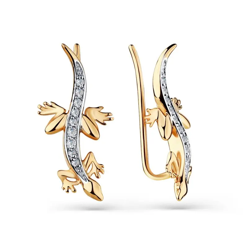 Серьги зажимы из красного золота