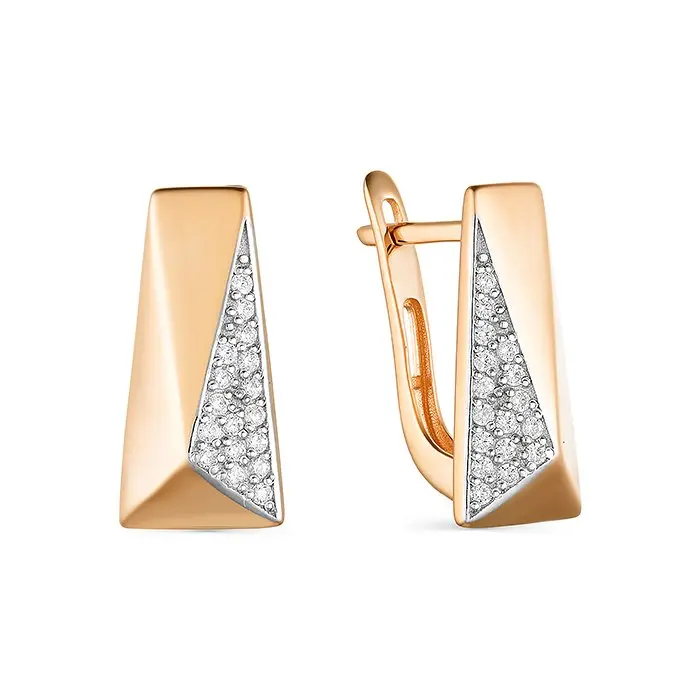 Серьги с английским замком из красного золота