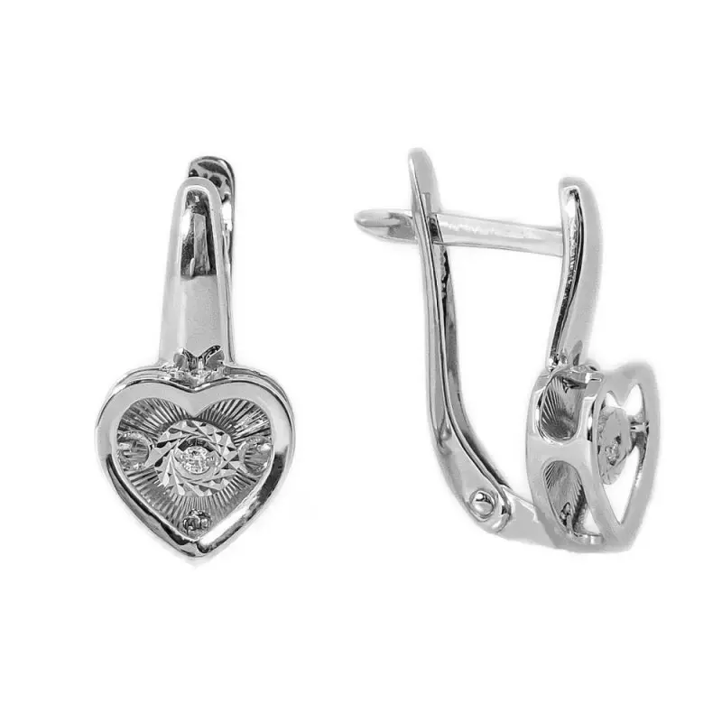 Серьги с английским замком из белого золота