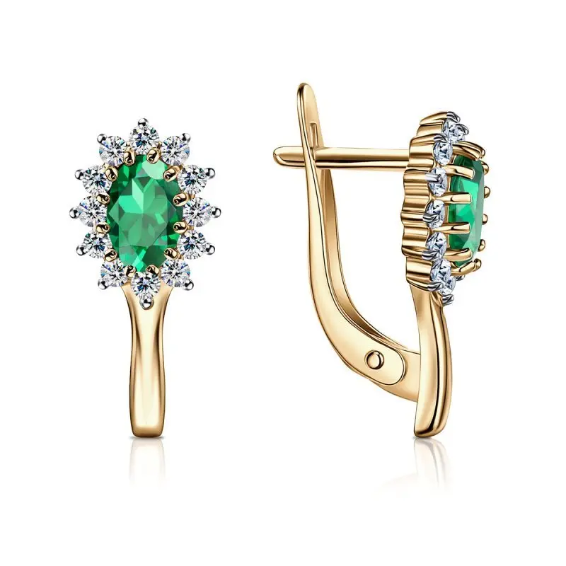 Серьги с английским замком из комбинированного золота