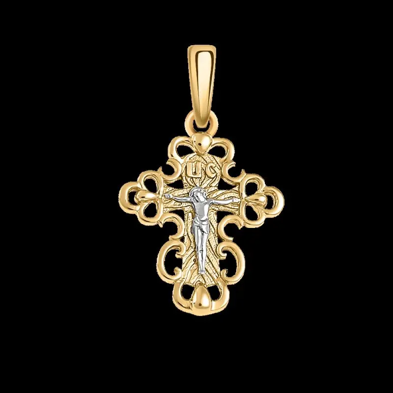 Подвеска крест из красного золота