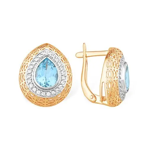 Серьги с английским замком из комбинированного золота