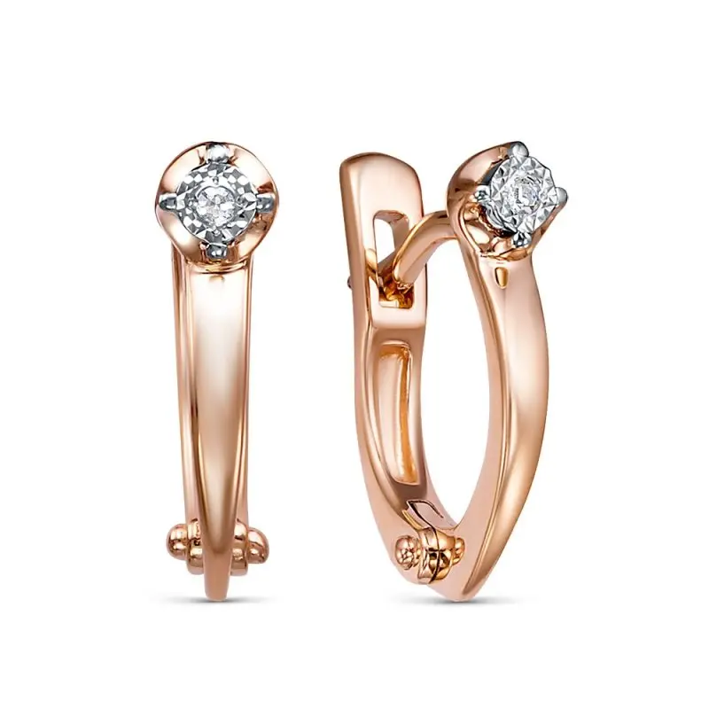 Серьги с английским замком из красного золота