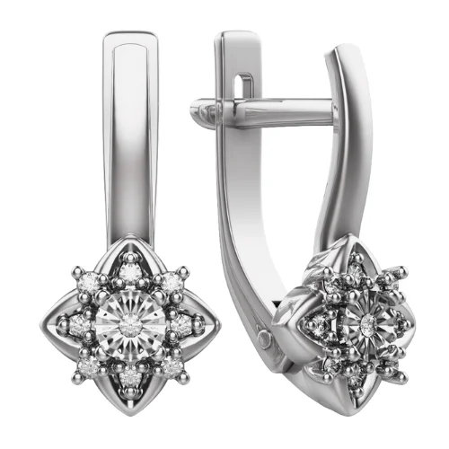 Серьги с английским замком из белого золота