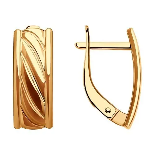 Серьги с английским замком из красного золота