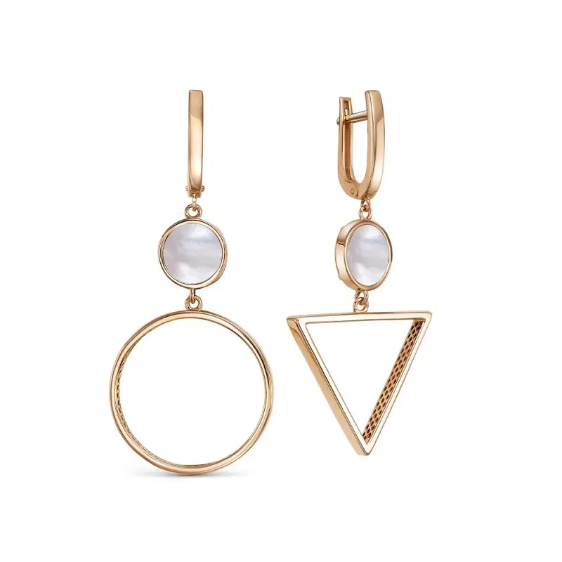 Серьги подвесные из красного золота