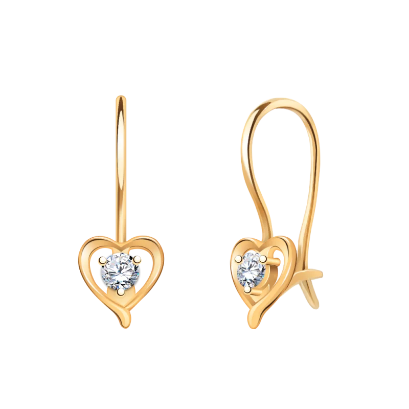 Серьги детские из красного золота