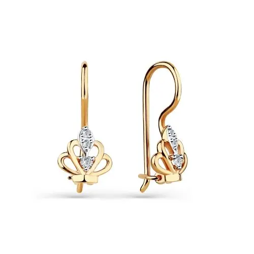 Серьги детские из красного золота