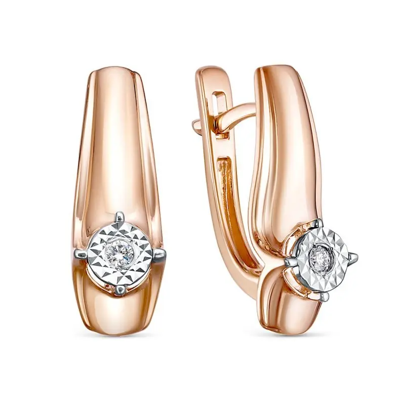 Серьги с английским замком из комбинированного золота