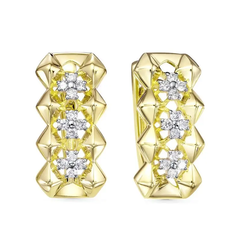 Серьги с английским замком из желтого золота