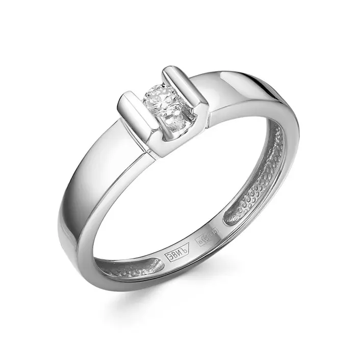 Кольцо помолвочное из белого золота