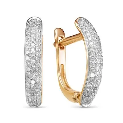 Серьги с английским замком из комбинированного золота