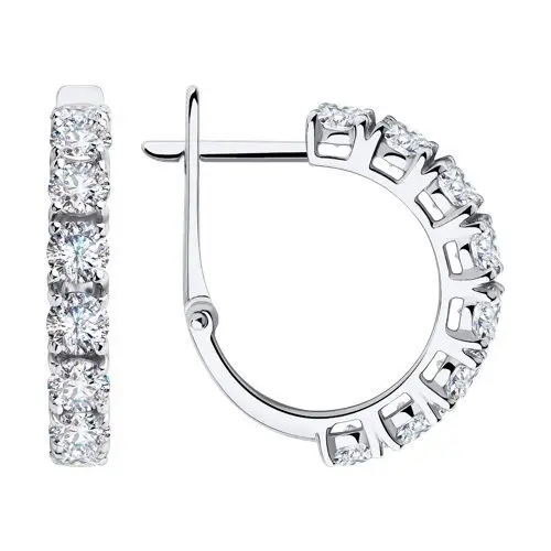 Серьги с английским замком из белого золота