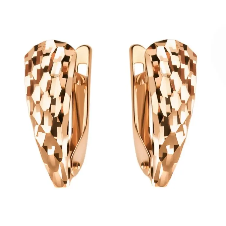 Серьги с английским замком из красного золота