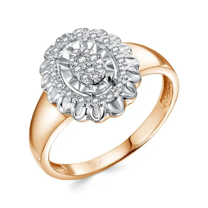 Кольцо декоративное из комбинированного золота