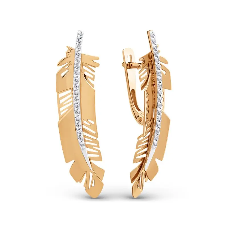 Серьги с английским замком из красного золота