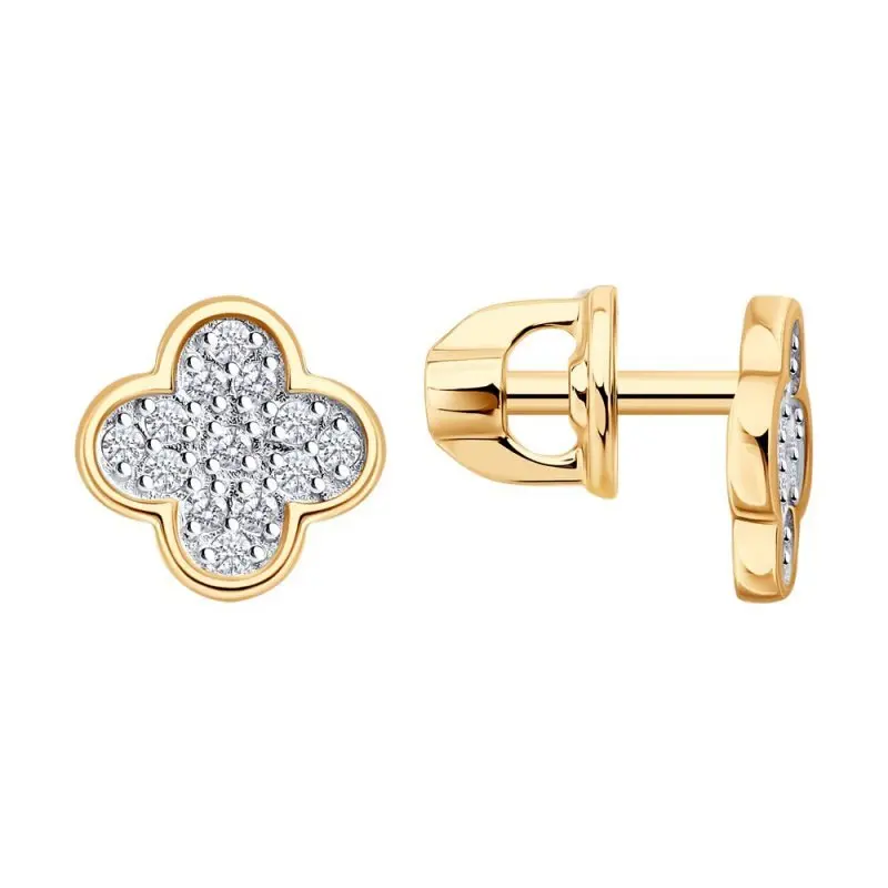 Серьги пуссеты из красного золота