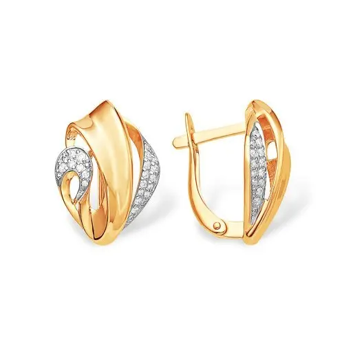 Серьги с английским замком из комбинированного золота