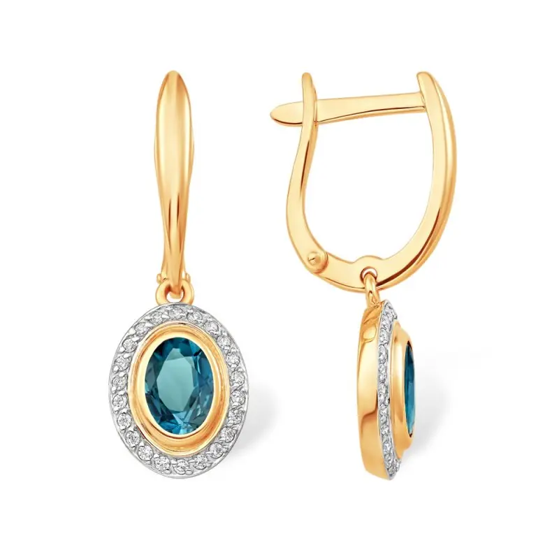 Серьги подвесные из красного золота