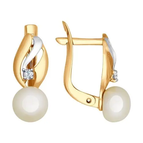 Серьги с английским замком из комбинированного золота