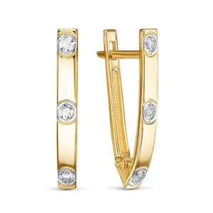 Серьги с английским замком из желтого золота