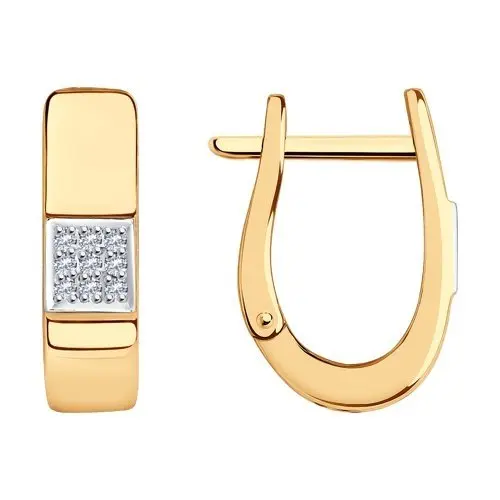 Серьги с английским замком из комбинированного золота