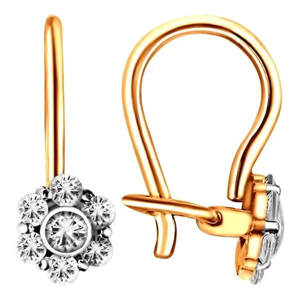 Серьги детские из красного золота