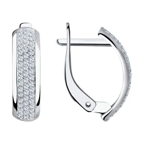 Серьги с английским замком из белого золота