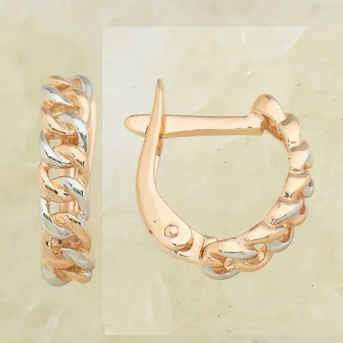 Серьги с английским замком из комбинированного золота