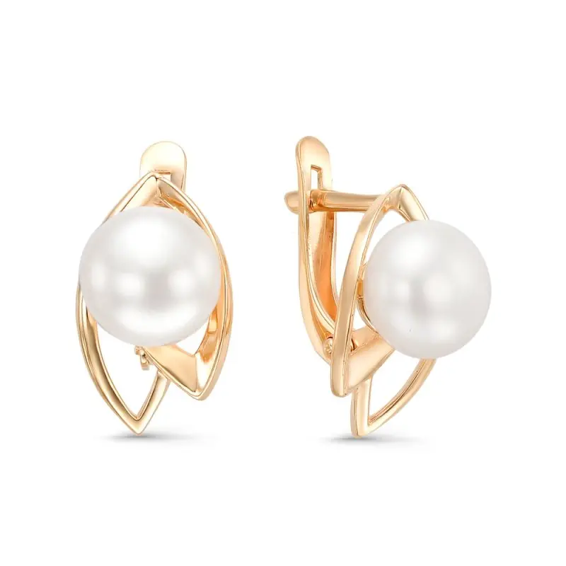 Серьги с английским замком из красного золота