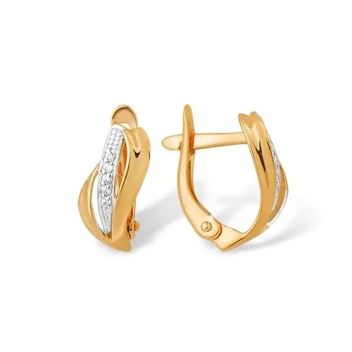 Серьги с английским замком из комбинированного золота