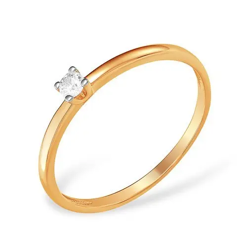 Кольцо помолвочное из красного золота