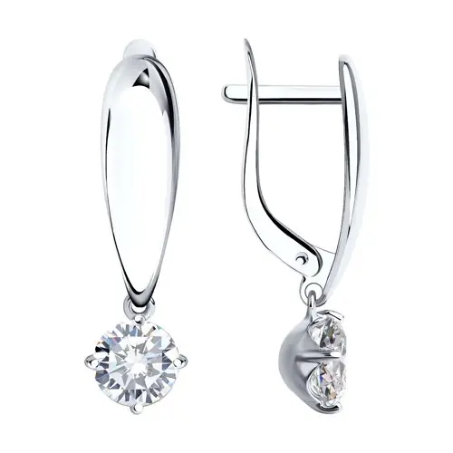 Серьги подвесные из белого золота