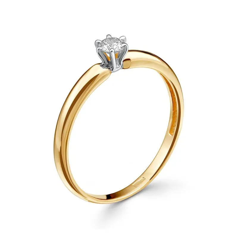 Кольцо помолвочное из комбинированного золота